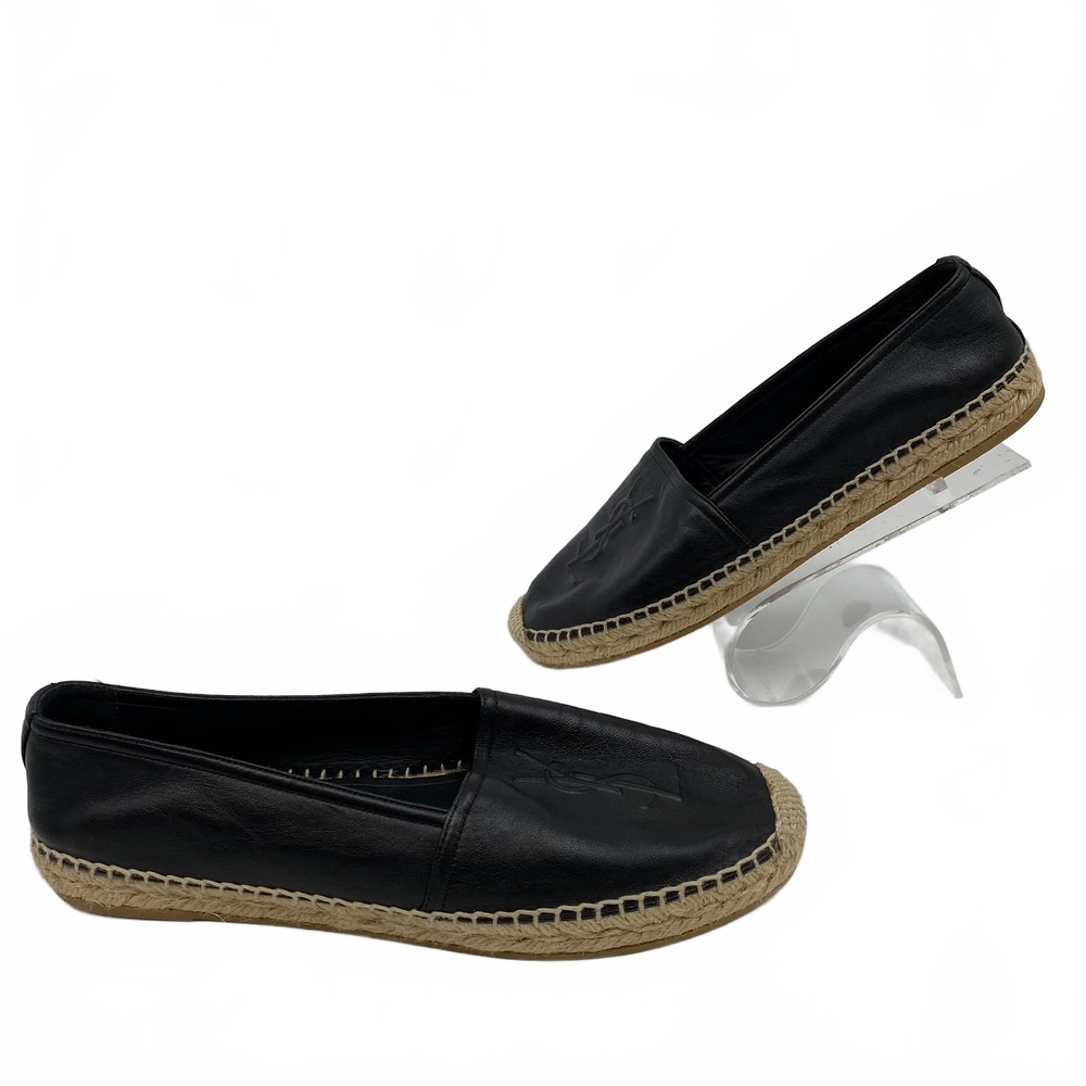 YSL Black Espadrille Flats Shoes | Womens 38.5EU